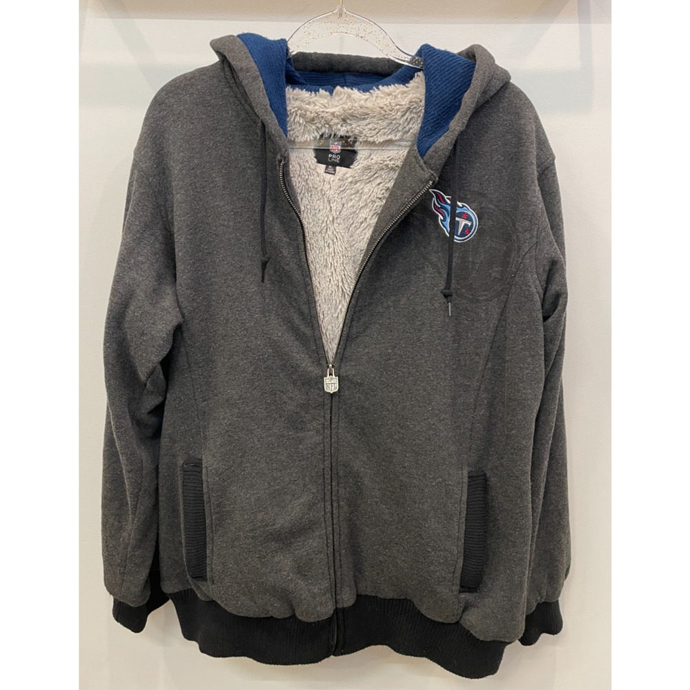 NFL Pro Line Titans Jacket Mens XL Gray Sherpa Fleece Lined Full Zip Heavyweight
